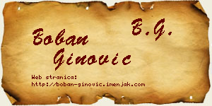 Boban Ginović vizit kartica